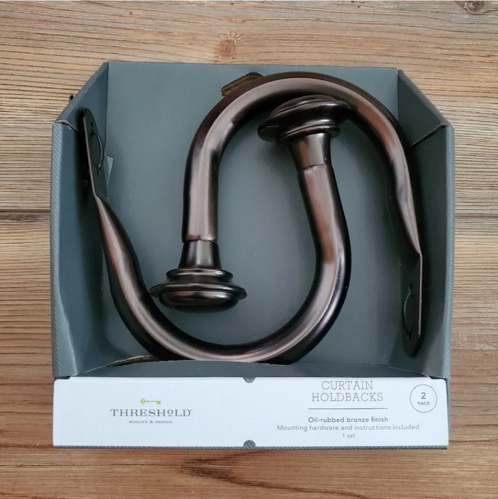 Threshold Oil-Rubbed Bronze Curtain Holdbacks NEW